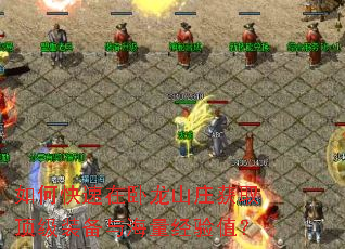 如何快速在卧龙山庄获取顶级装备与海量经验值? 如何快速在卧龙山庄获取顶级装备与海量经验值?