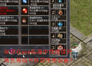 如何在wow私服中快速提升角色等级与获取传奇装备? 如何在wow私服中快速提升角色等级与获取传奇装备?