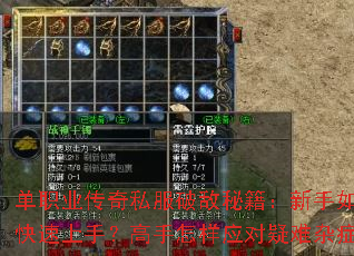 单职业传奇私服破敌秘籍:新手如何快速上手?高手怎样应对疑难杂症? 单职业传奇私服破敌秘籍:新手如何快速上手?高手怎样应对疑难杂症?